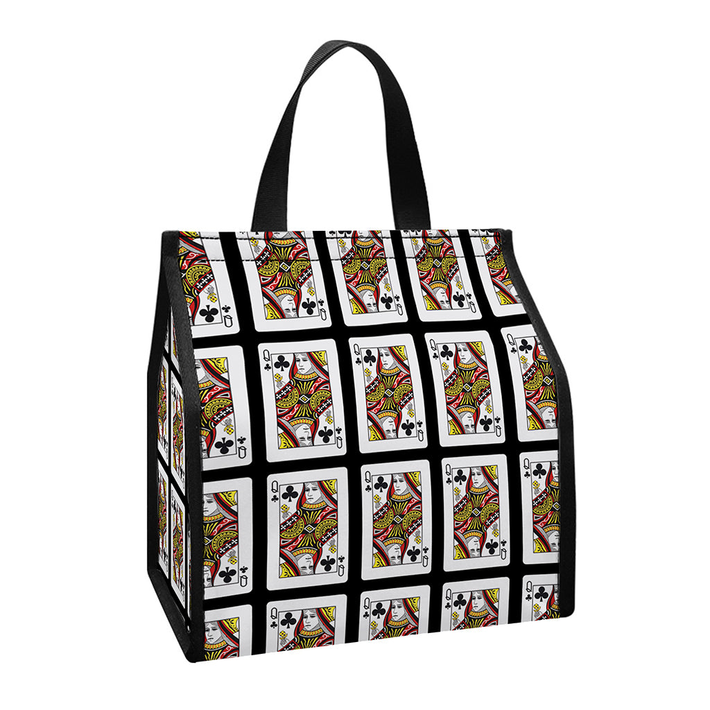 Queen Of Clubs Pattern Print Insulated Lunch Tote