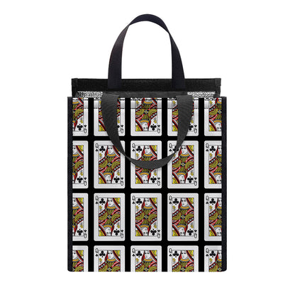 Queen Of Clubs Pattern Print Insulated Lunch Tote