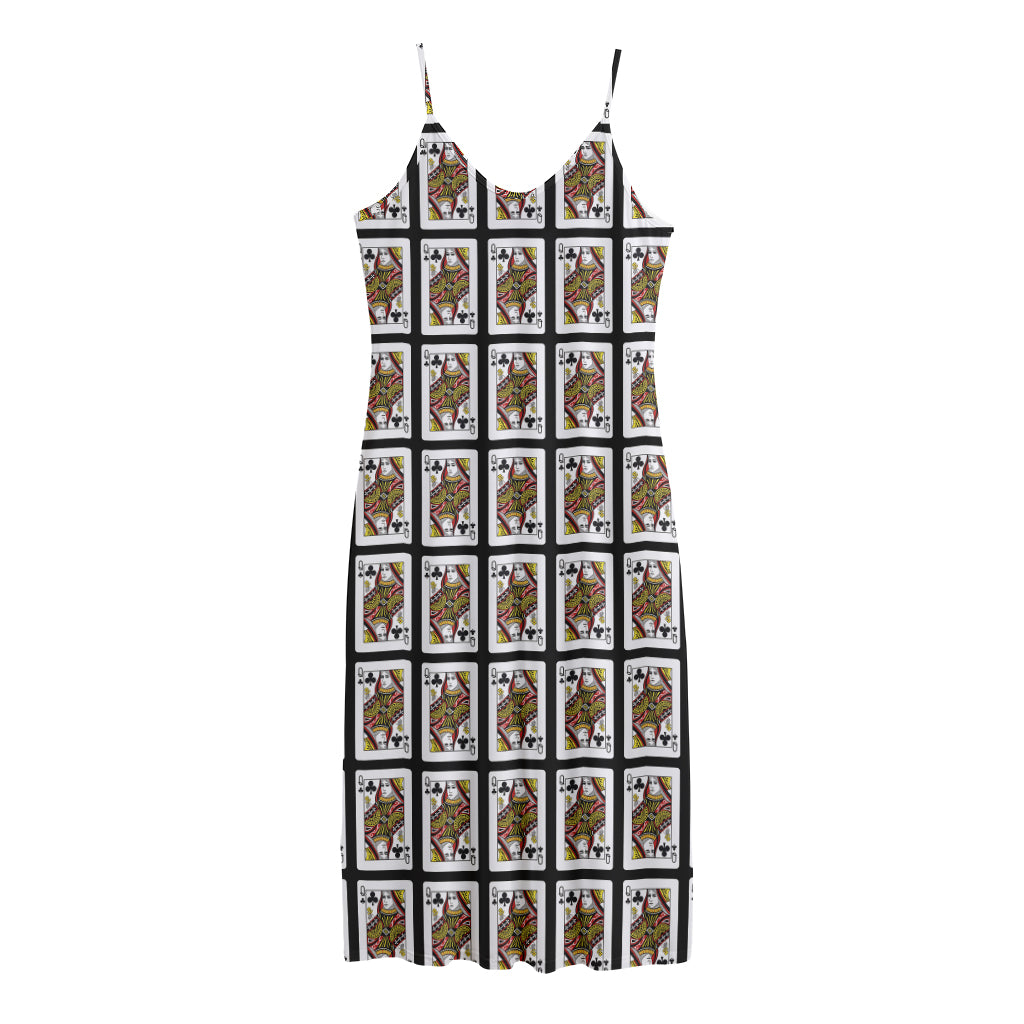 Queen Of Clubs Pattern Print Jersey Midi Cami Dress