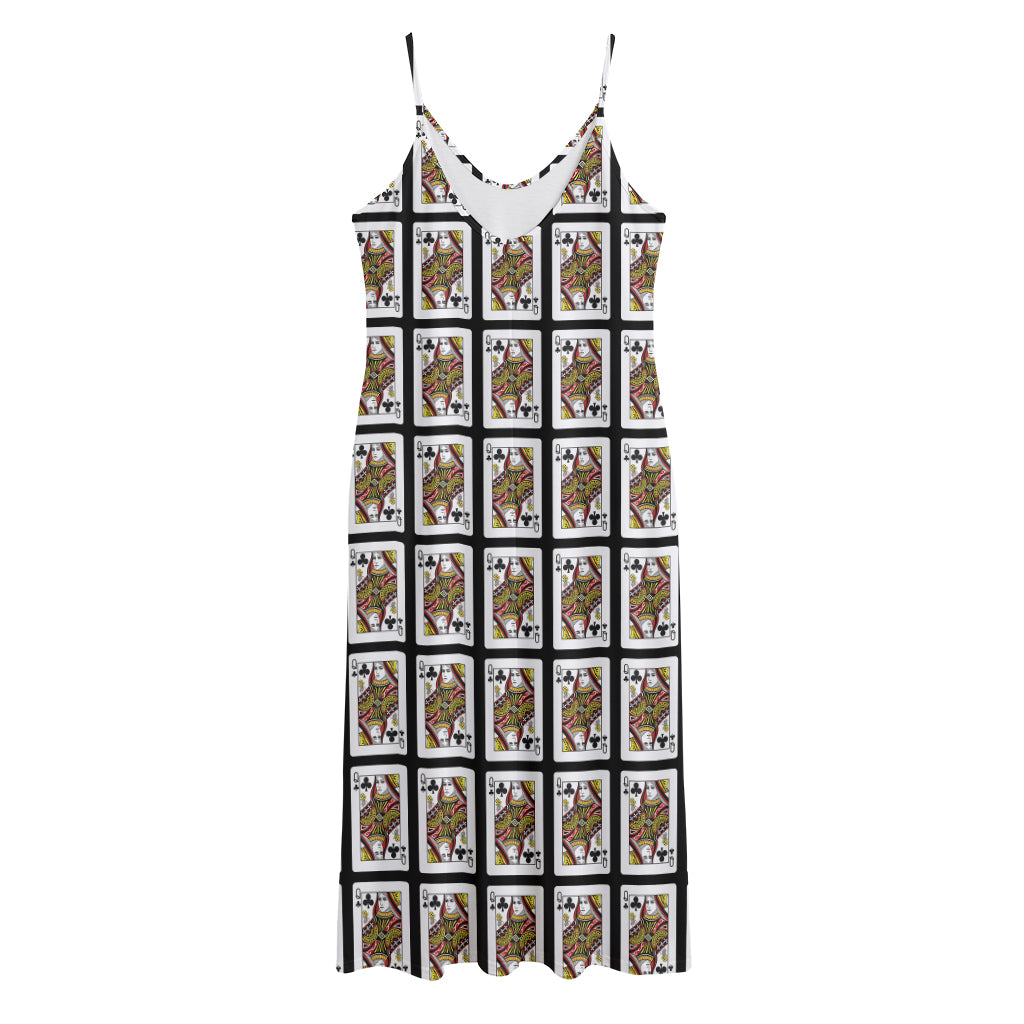 Queen Of Clubs Pattern Print Jersey Midi Cami Dress