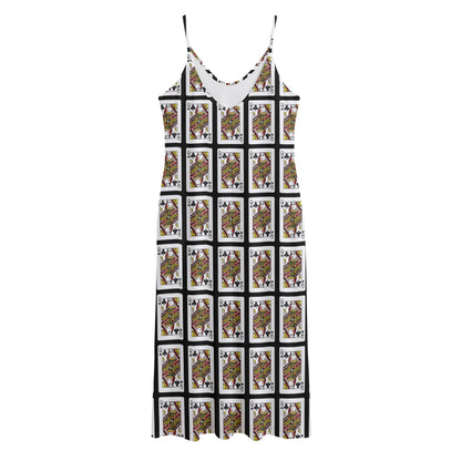 Queen Of Clubs Pattern Print Jersey Midi Cami Dress