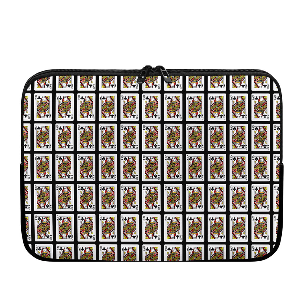 Queen Of Clubs Pattern Print Laptop Sleeve