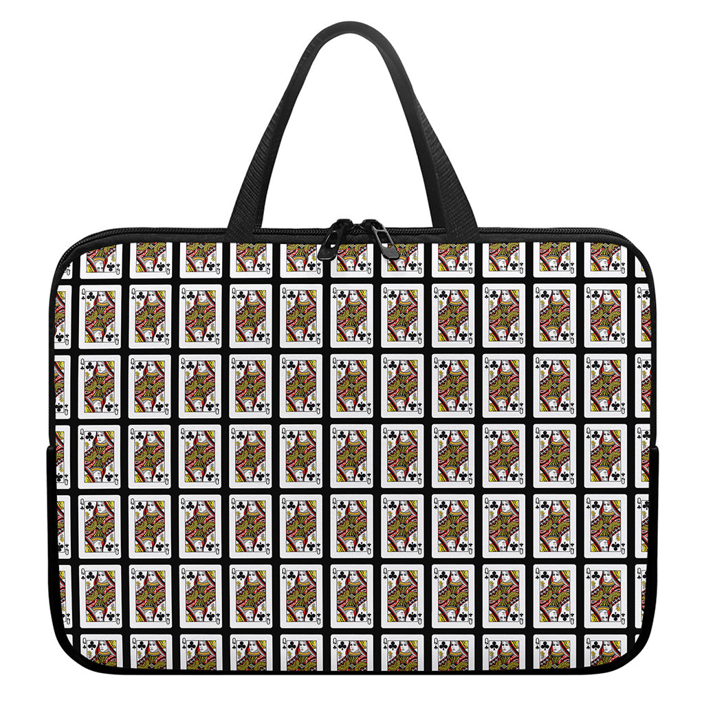 Queen Of Clubs Pattern Print Laptop Sleeve With Handle