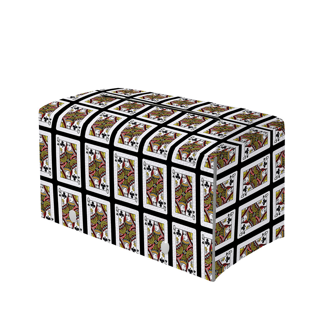 Queen Of Clubs Pattern Print Leather Tissue Box Cover