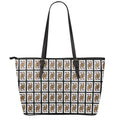 Queen Of Clubs Pattern Print Leather Tote Bag With Zipper