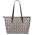 Queen Of Clubs Pattern Print Leather Tote Bag