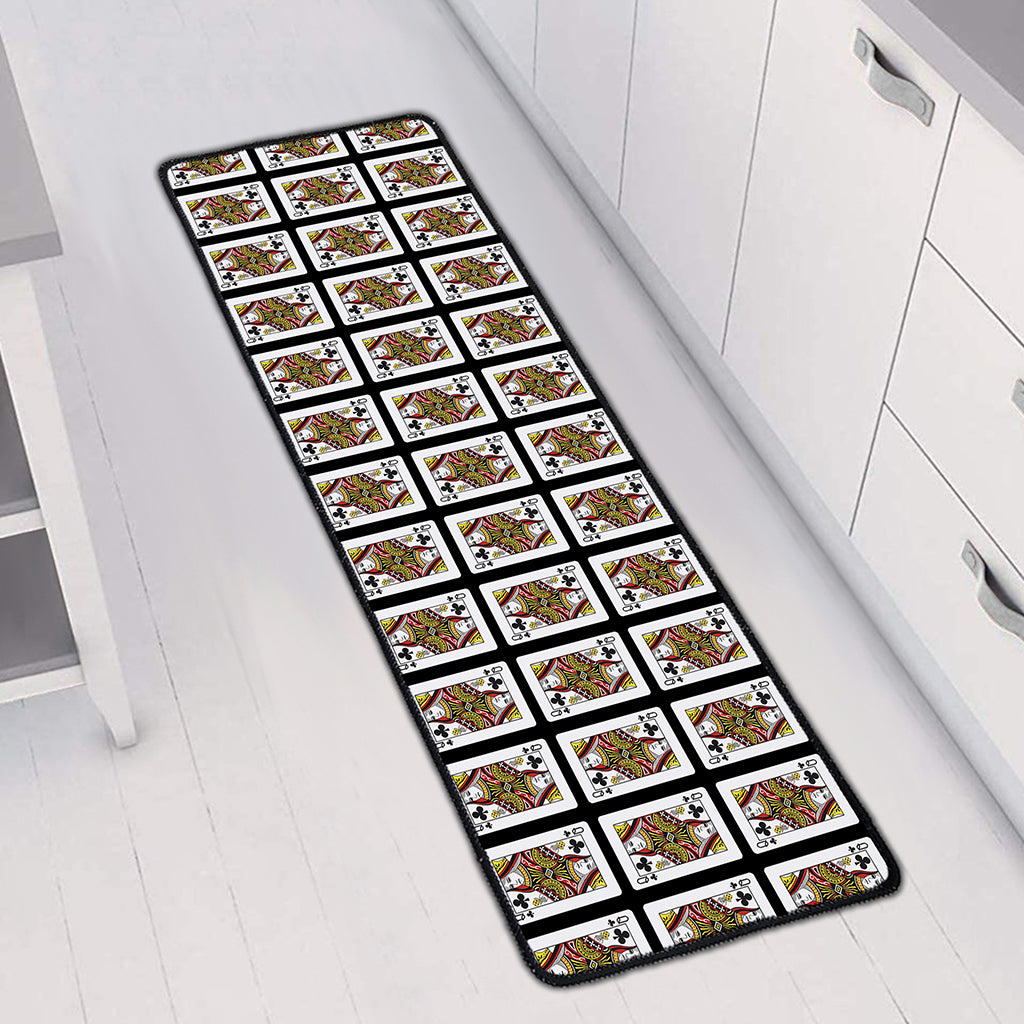 Queen Of Clubs Pattern Print Long Kitchen Mat