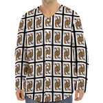 Queen Of Clubs Pattern Print Long Sleeve Baseball Jersey