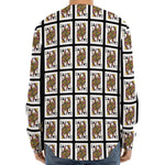 Queen Of Clubs Pattern Print Long Sleeve Baseball Jersey
