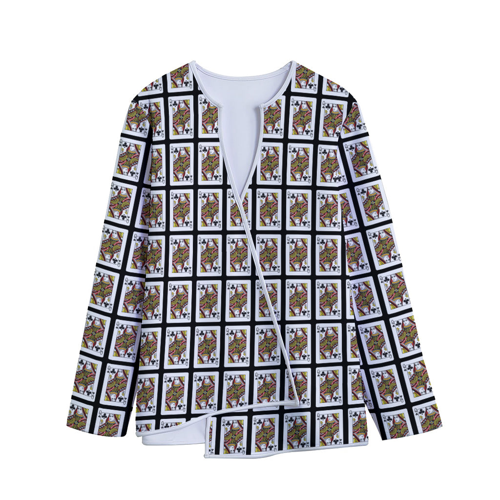 Queen Of Clubs Pattern Print Long Sleeve Short Coat