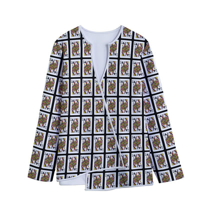Queen Of Clubs Pattern Print Long Sleeve Short Coat
