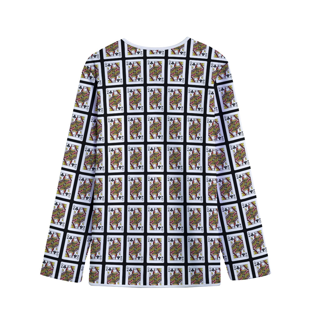 Queen Of Clubs Pattern Print Long Sleeve Short Coat