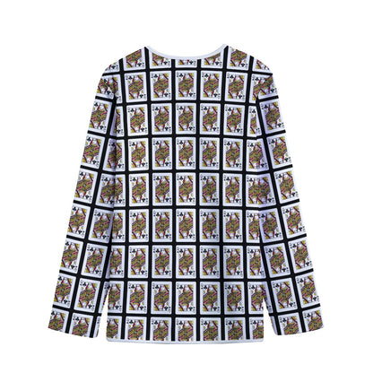 Queen Of Clubs Pattern Print Long Sleeve Short Coat