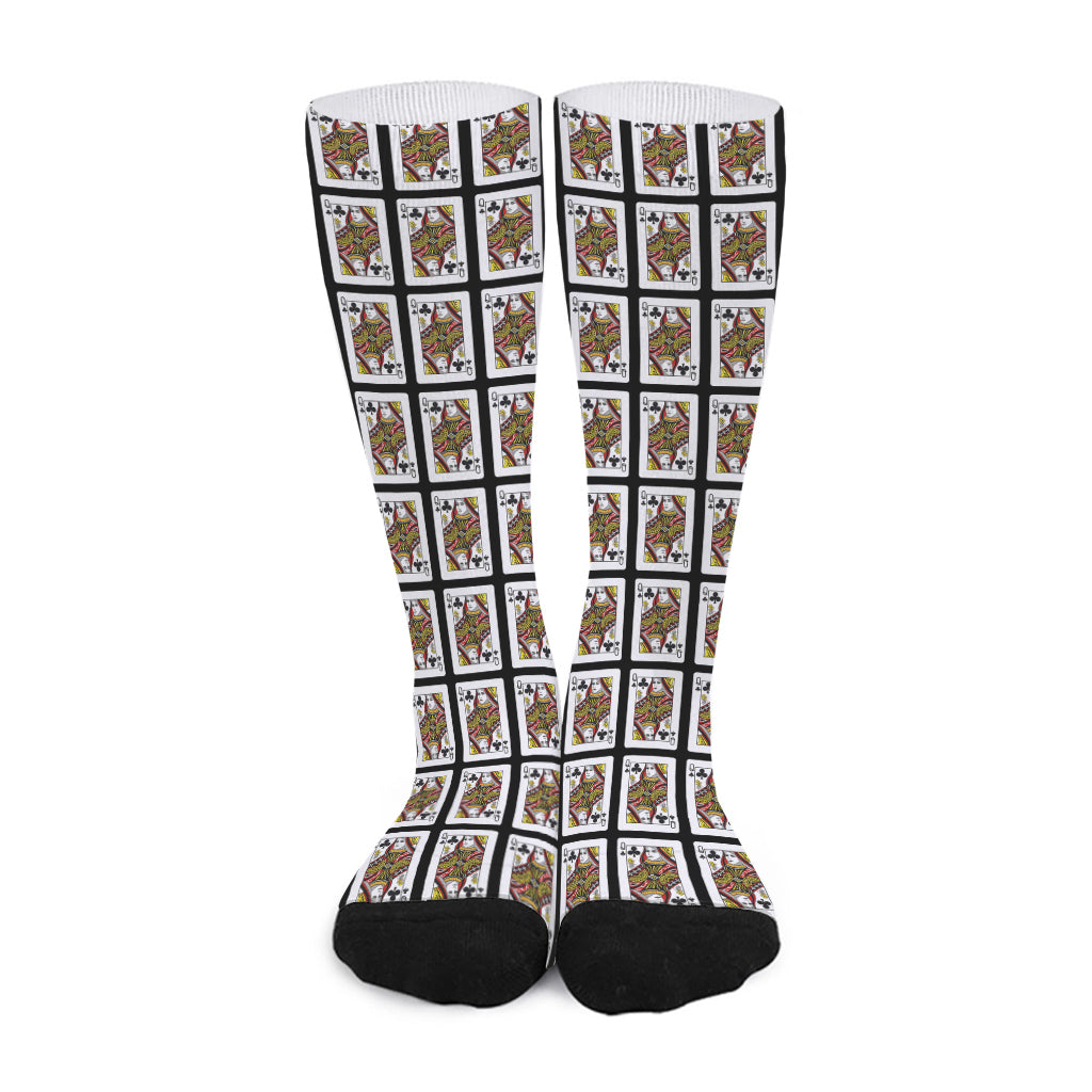 Queen Of Clubs Pattern Print Long Socks