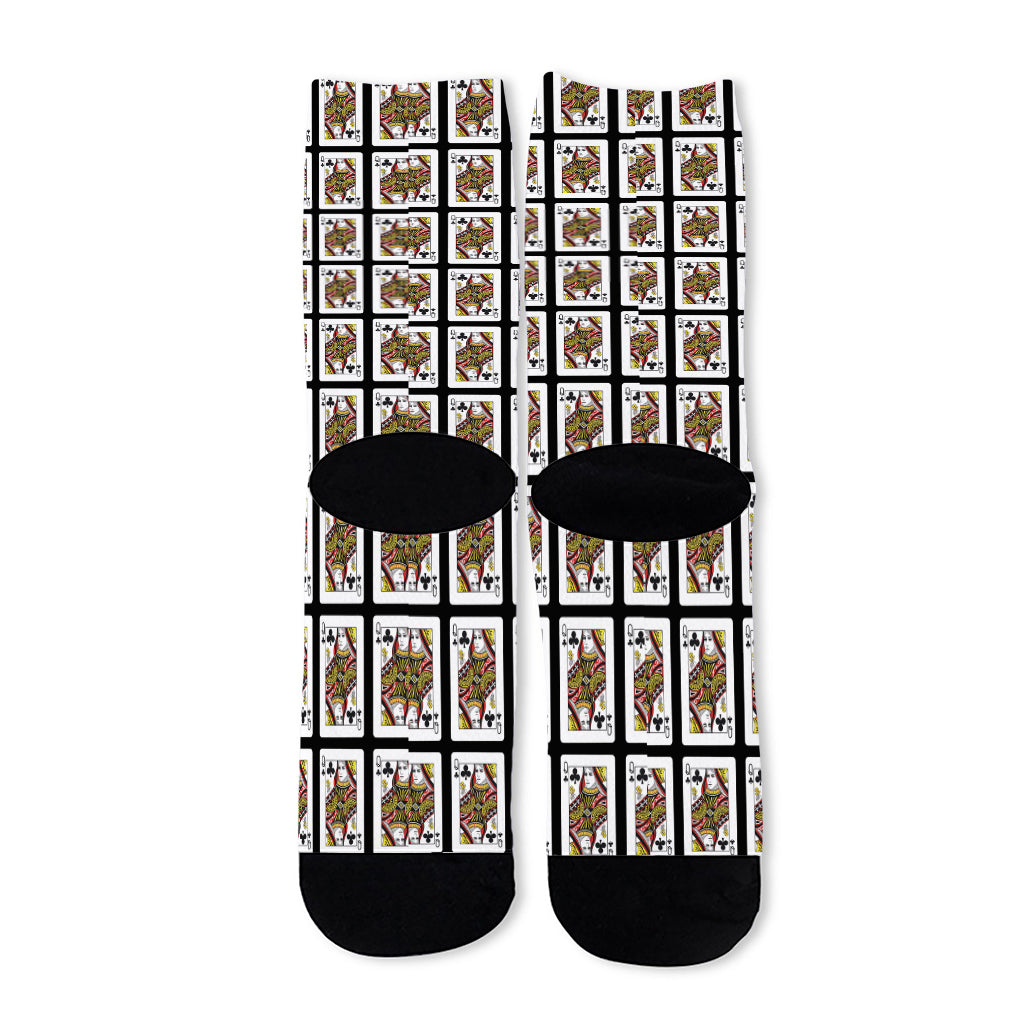 Queen Of Clubs Pattern Print Long Socks