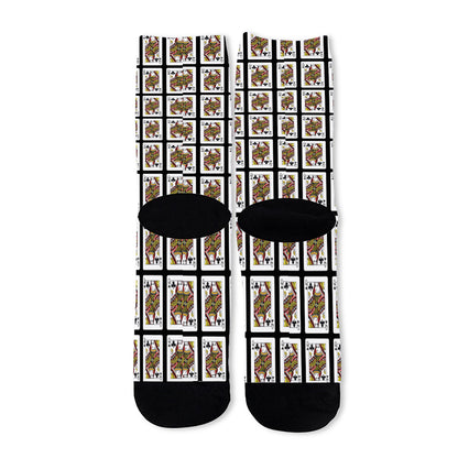 Queen Of Clubs Pattern Print Long Socks