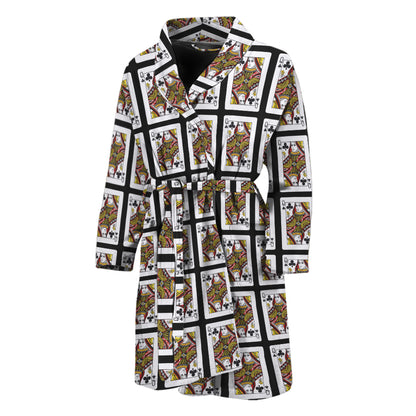 Queen Of Clubs Pattern Print Men's Bathrobe