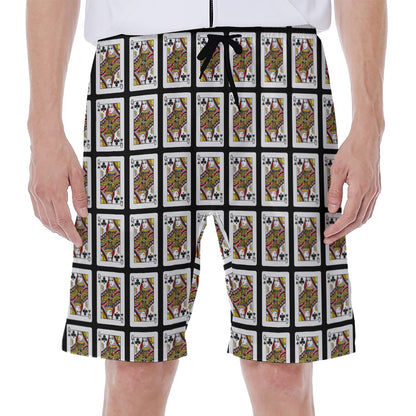 Queen Of Clubs Pattern Print Men's Beach Shorts