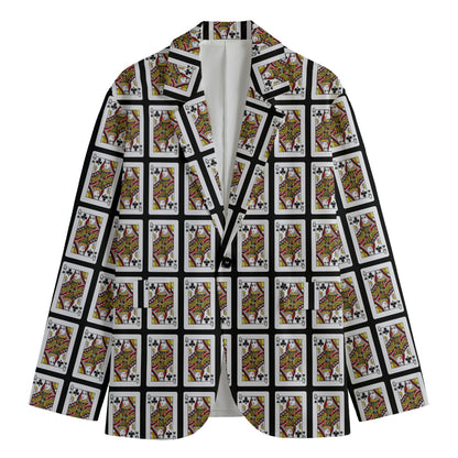 Queen Of Clubs Pattern Print Men's Blazer