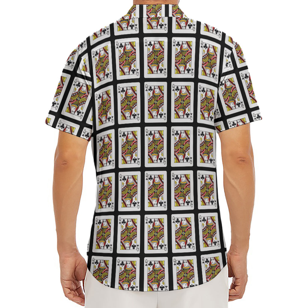 Queen Of Clubs Pattern Print Men's Deep V-Neck Shirt