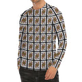 Queen Of Clubs Pattern Print Men's Long Sleeve Rash Guard