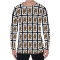 Queen Of Clubs Pattern Print Men's Long Sleeve T-Shirt