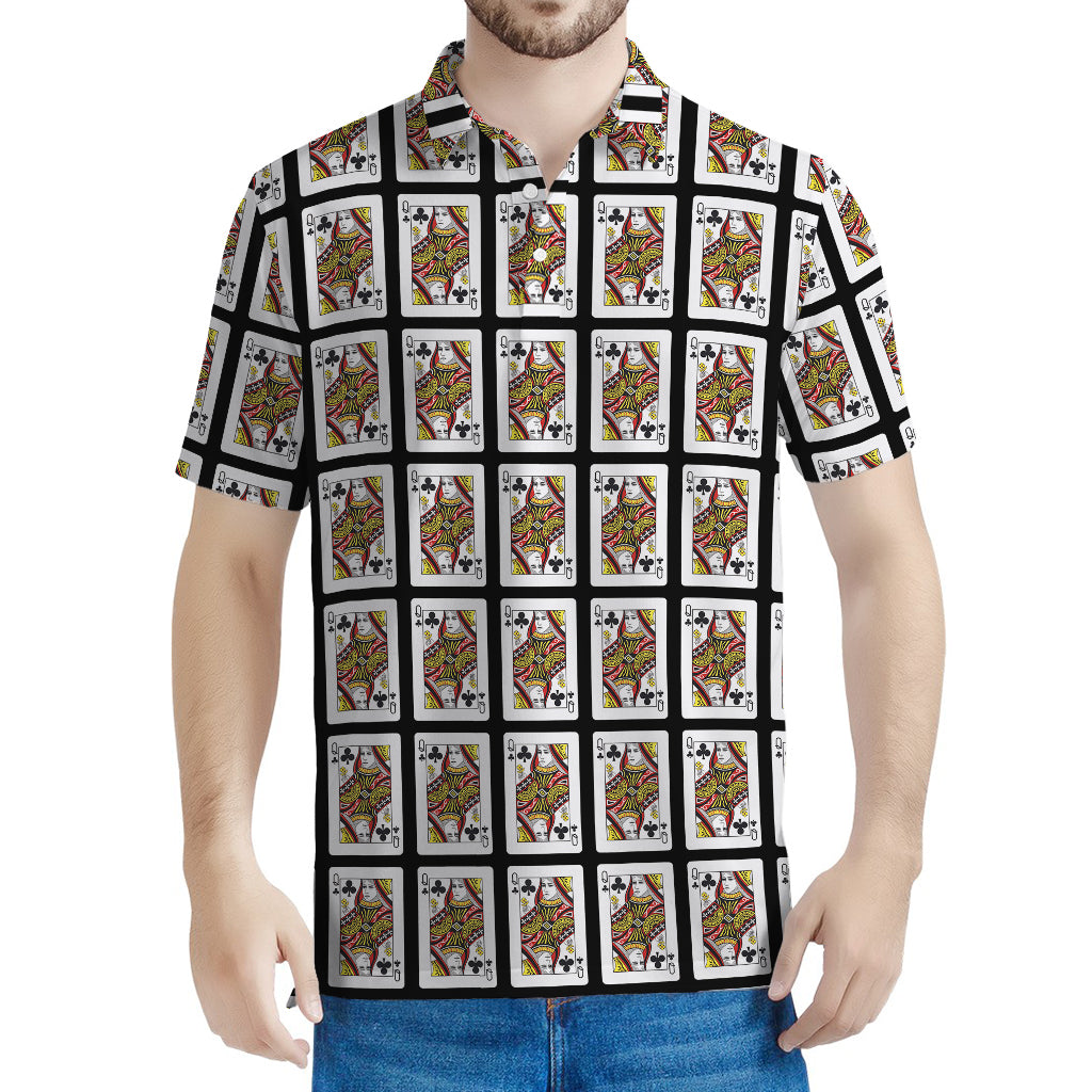 Queen Of Clubs Pattern Print Men's Polo Shirt