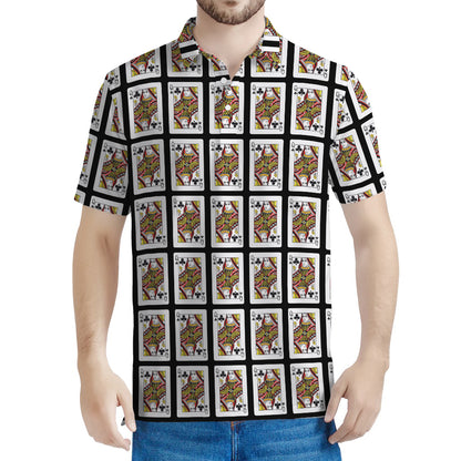 Queen Of Clubs Pattern Print Men's Polo Shirt
