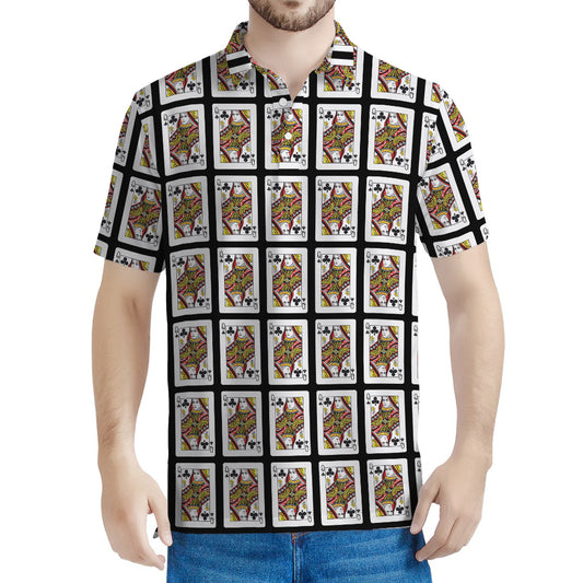 Queen Of Clubs Pattern Print Men's Polo Shirt