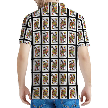 Queen Of Clubs Pattern Print Men's Polo Shirt