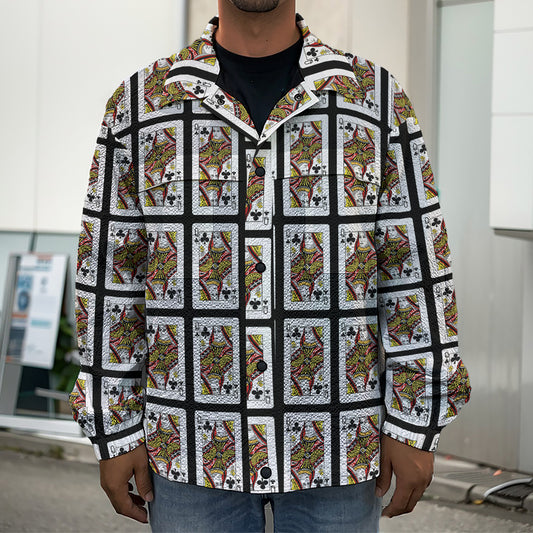 Queen Of Clubs Pattern Print Men's Shirt Jacket