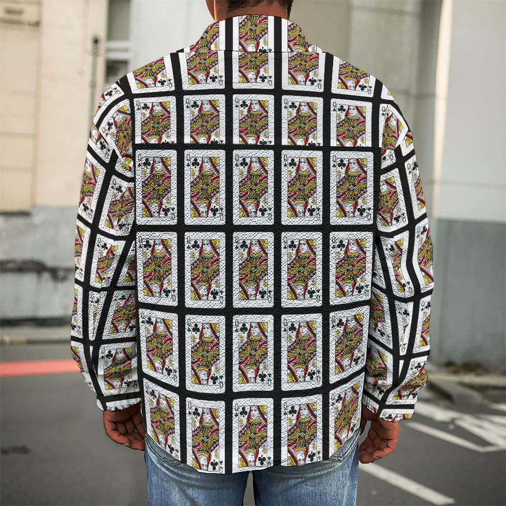 Queen Of Clubs Pattern Print Men's Shirt Jacket