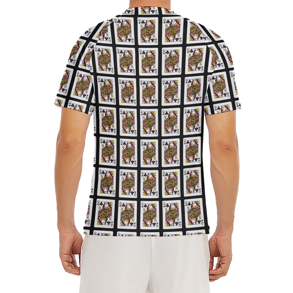 Queen Of Clubs Pattern Print Men's Short Sleeve Rash Guard