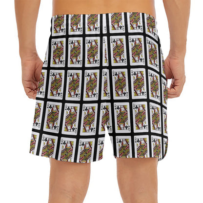 Queen Of Clubs Pattern Print Men's Split Running Shorts