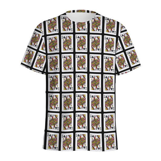 Queen Of Clubs Pattern Print Men's Sports T-Shirt