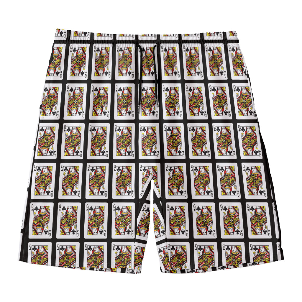 Queen Of Clubs Pattern Print Men's Swim Trunks