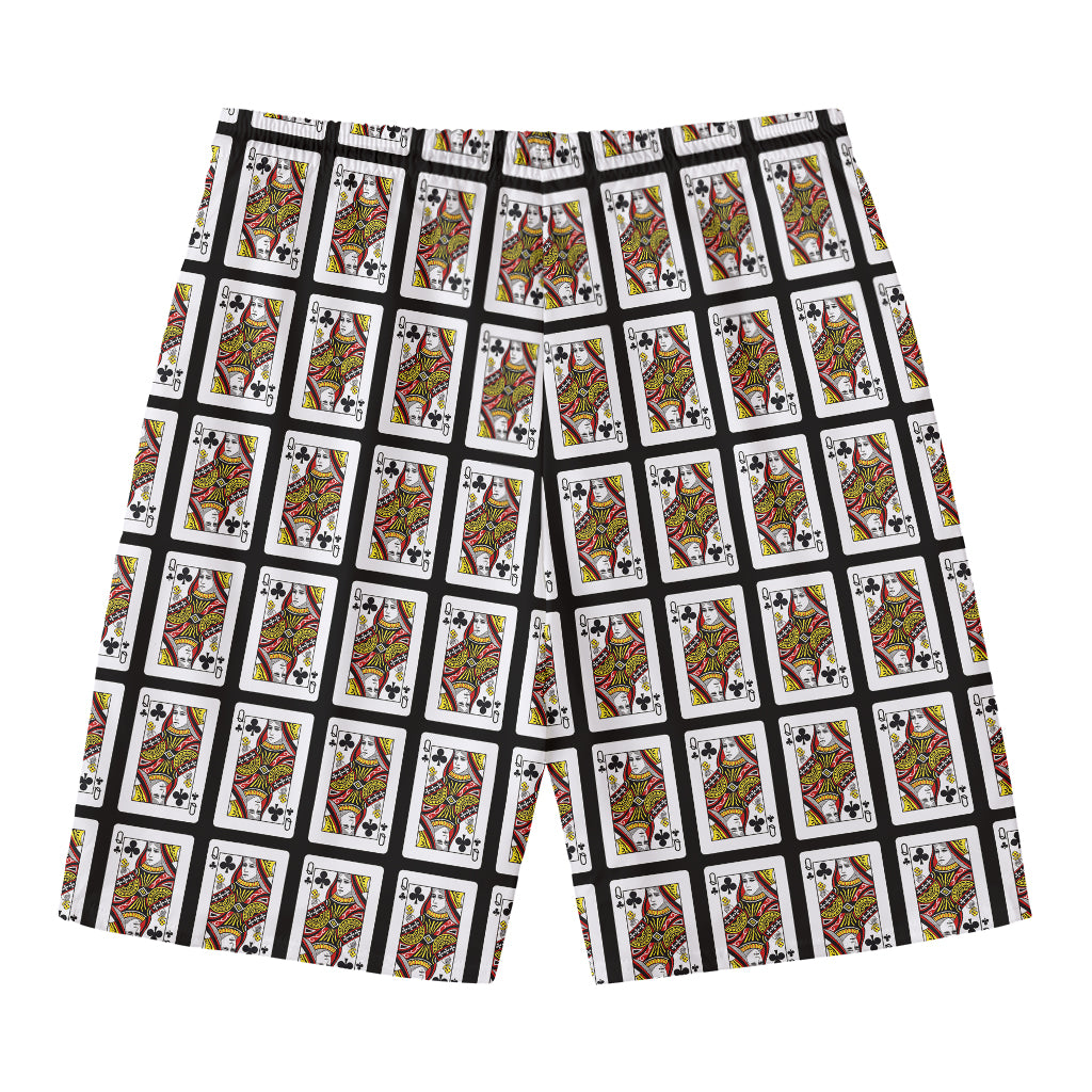 Queen Of Clubs Pattern Print Men's Swim Trunks