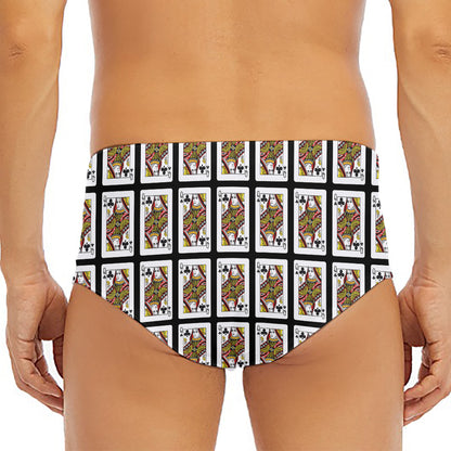 Queen Of Clubs Pattern Print Men's Triangle Swim Briefs