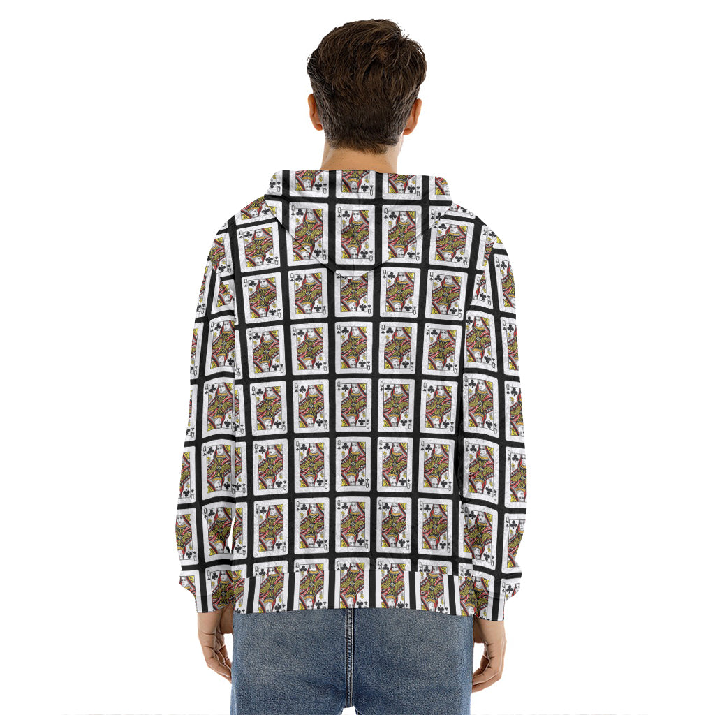 Queen Of Clubs Pattern Print Men's Velvet Pullover Hoodie