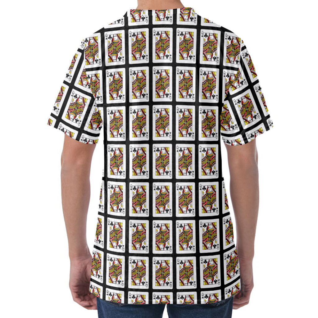 Queen Of Clubs Pattern Print Men's Velvet T-Shirt