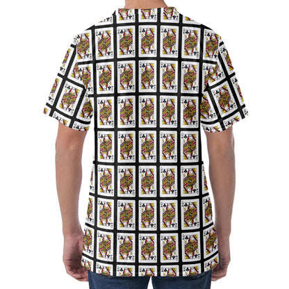 Queen Of Clubs Pattern Print Men's Velvet T-Shirt