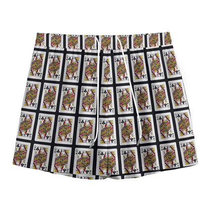 Queen Of Clubs Pattern Print Mesh Shorts
