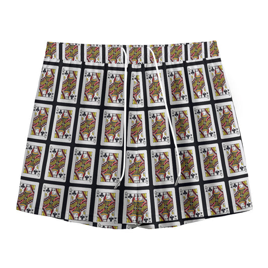 Queen Of Clubs Pattern Print Mesh Shorts