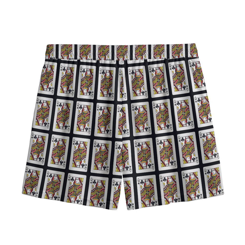 Queen Of Clubs Pattern Print Mesh Shorts