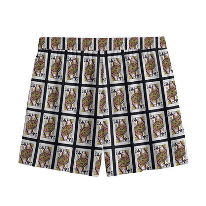 Queen Of Clubs Pattern Print Mesh Shorts