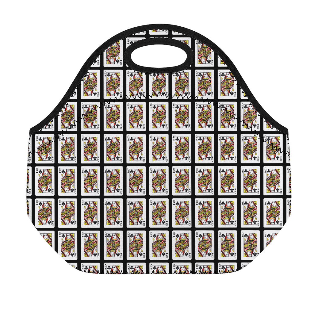 Queen Of Clubs Pattern Print Neoprene Lunch Bag