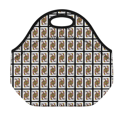 Queen Of Clubs Pattern Print Neoprene Lunch Bag