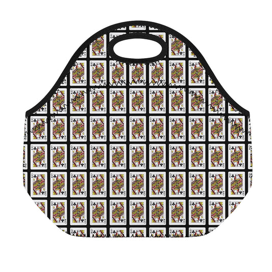 Queen Of Clubs Pattern Print Neoprene Lunch Bag