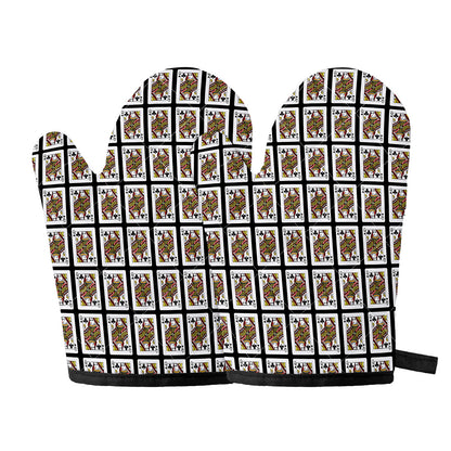 Queen Of Clubs Pattern Print Oven Mitts