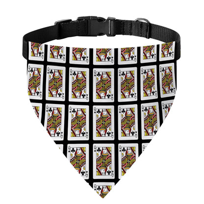 Queen Of Clubs Pattern Print Over The Collar Dog Bandana